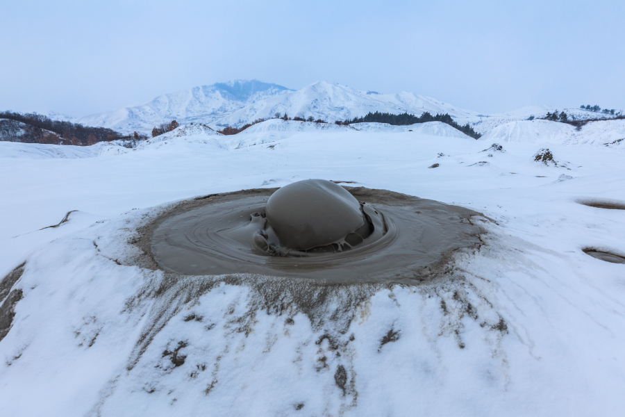 Mud volcanoes during winter