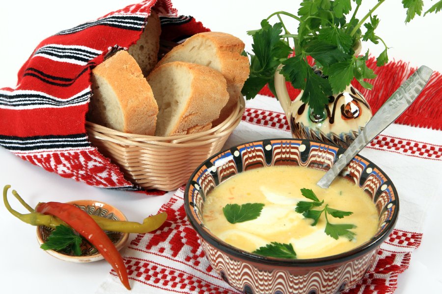 Ciorba de burta is a a traditional Romanian sour soup made with beef tripe, garlic, sour cream and vinegar.