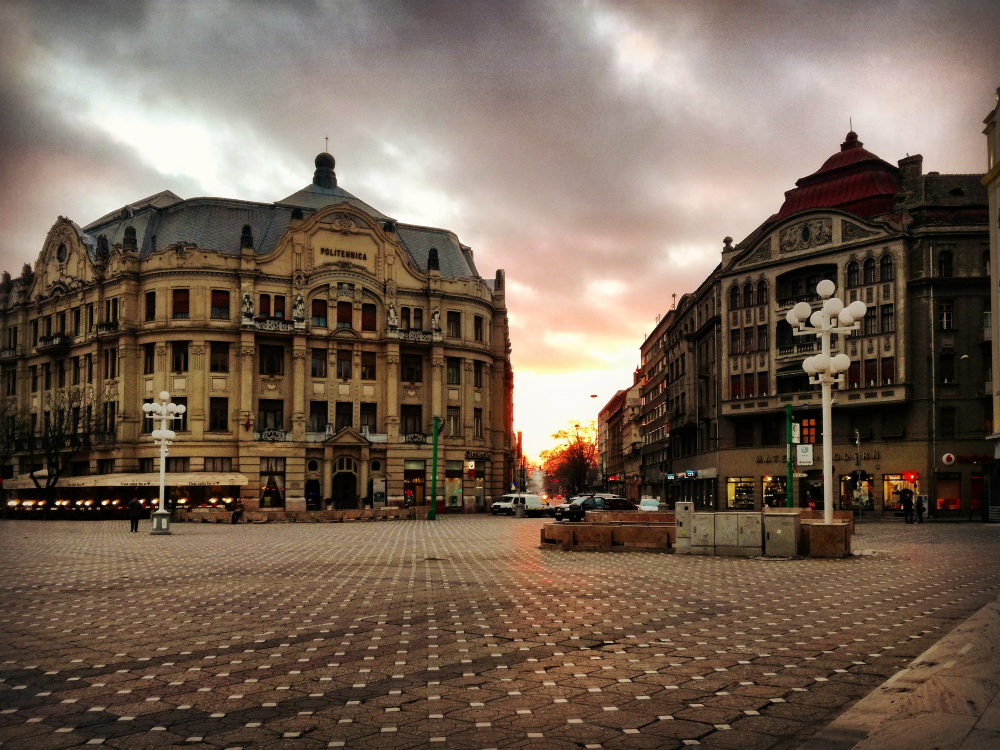 Timisoara, a medieval city from Romania, in a beautiful light of a sunset