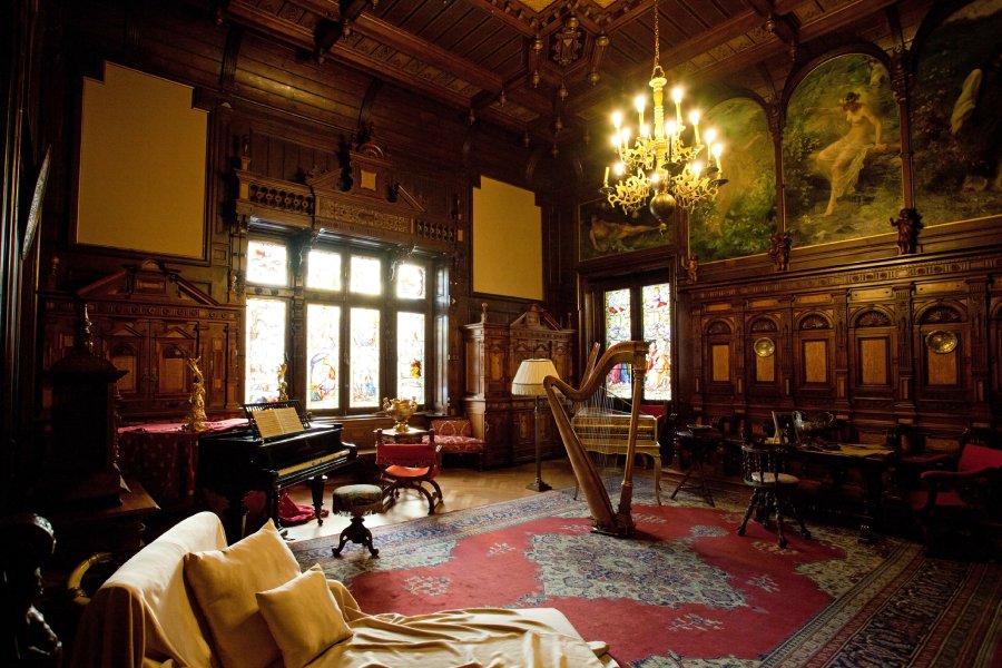 Inside Peles Castle - you can see ceramics exhibition, horology exhibition